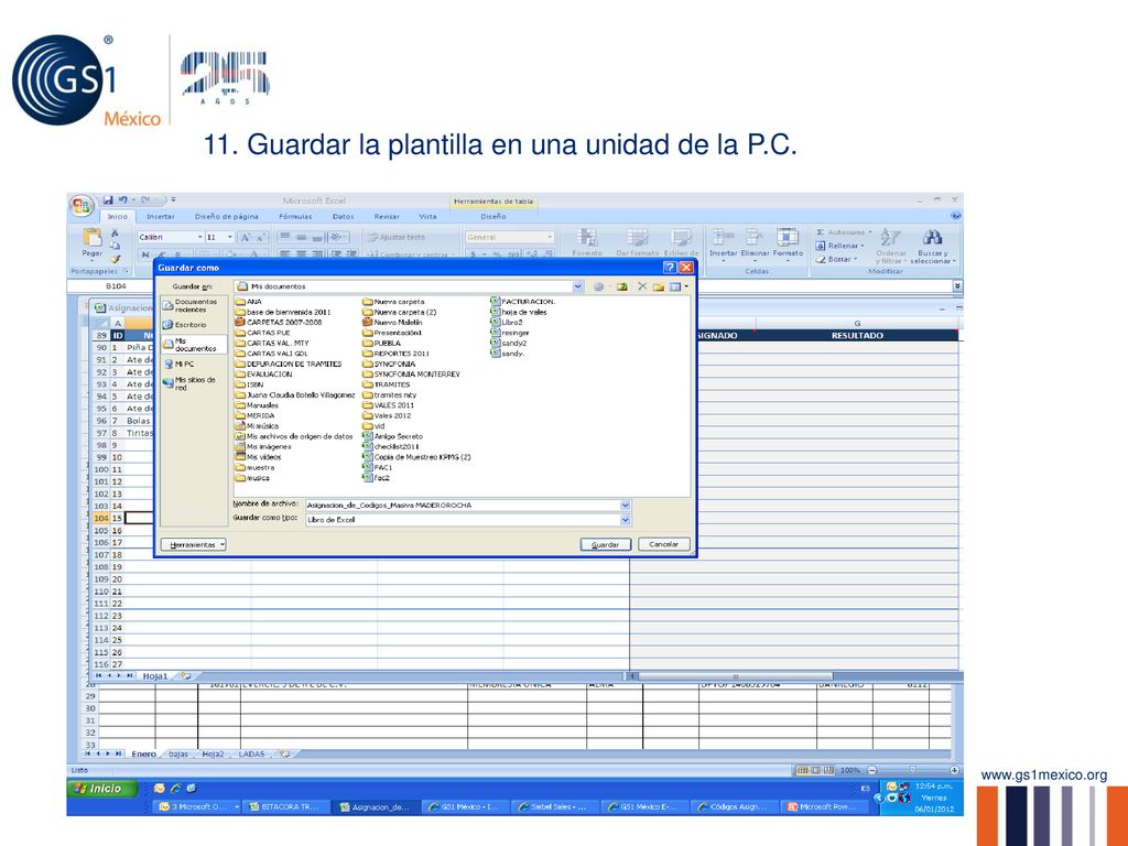 11. Guardar la plantilla en una unidad de la P.C.