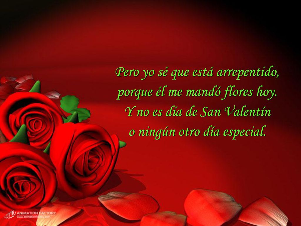 Pero yo sé que está arrepentido, porque él me mandó flores hoy.