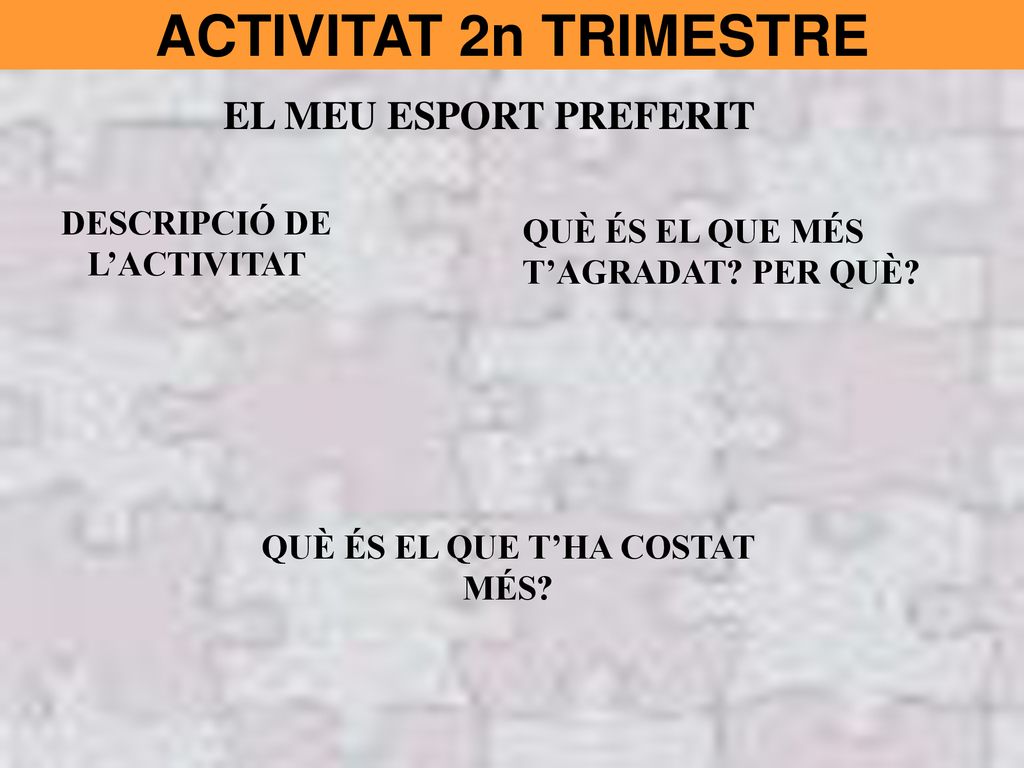DESCRIPCIÓ DE L’ACTIVITAT QUÈ ÉS EL QUE T’HA COSTAT MÉS