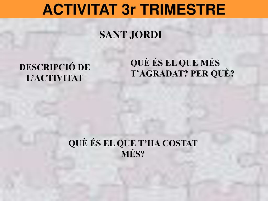DESCRIPCIÓ DE L’ACTIVITAT QUÈ ÉS EL QUE T’HA COSTAT MÉS