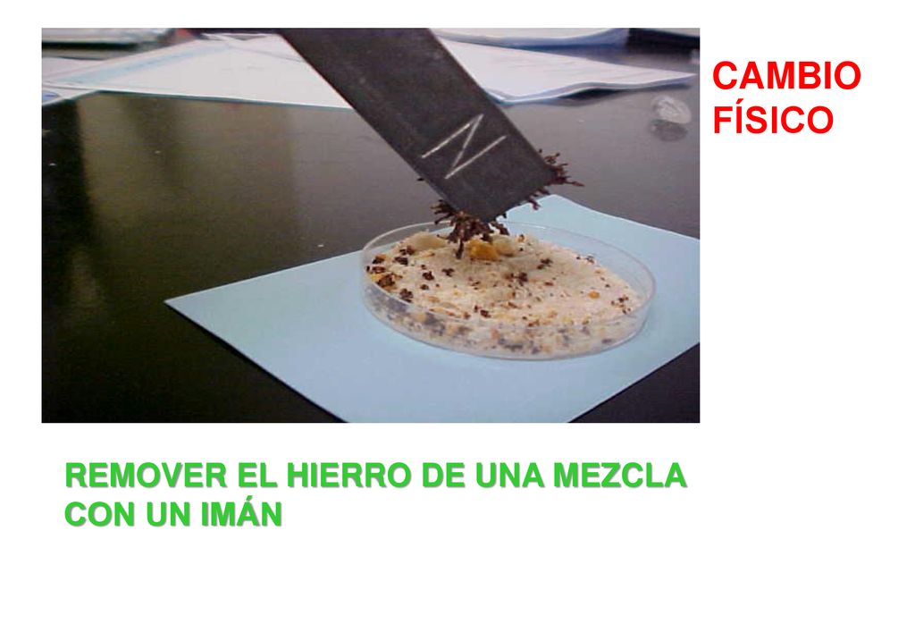 CAMBIO FÍSICO REMOVER EL HIERRO DE UNA MEZCLA CON UN IMÁN