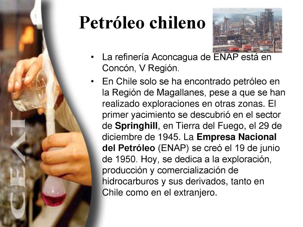 Petróleo chileno La refinería Aconcagua de ENAP está en Concón, V Región.