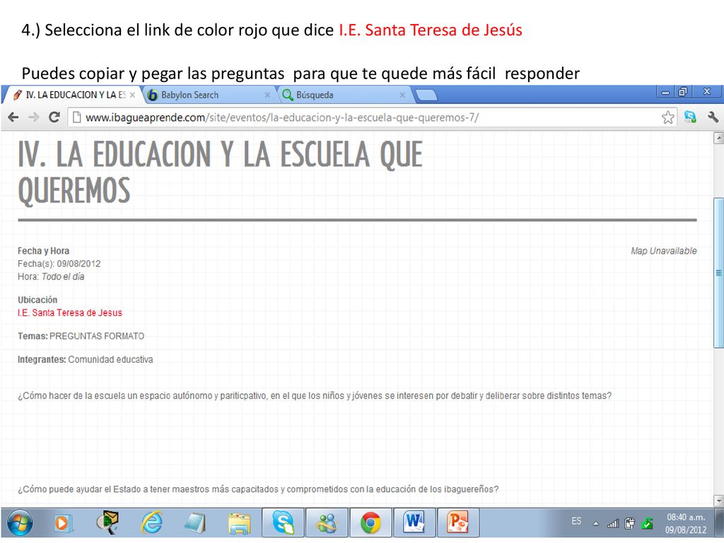 4. ) Selecciona el link de color rojo que dice I. E
