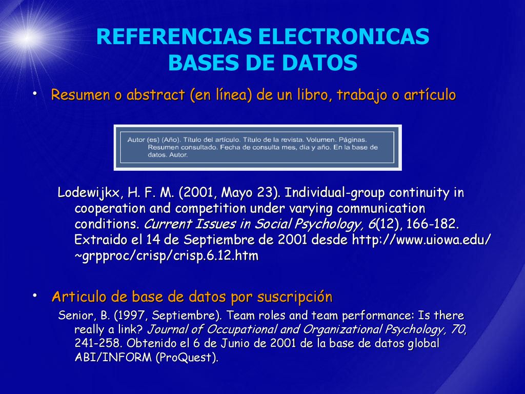 REFERENCIAS ELECTRONICAS BASES DE DATOS
