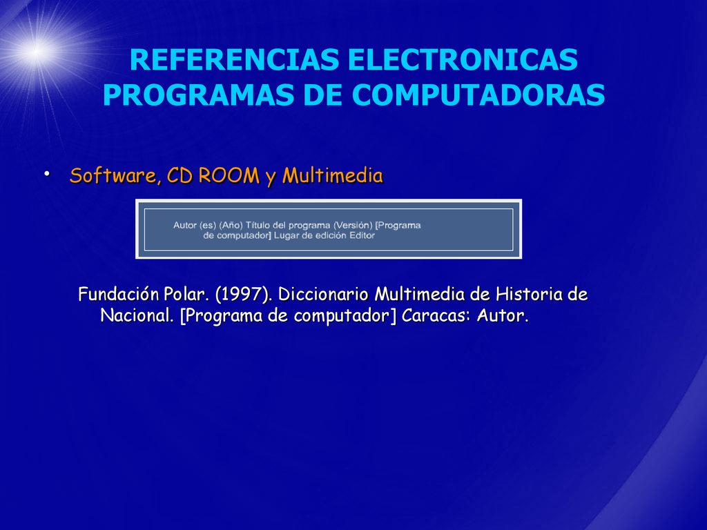 REFERENCIAS ELECTRONICAS PROGRAMAS DE COMPUTADORAS