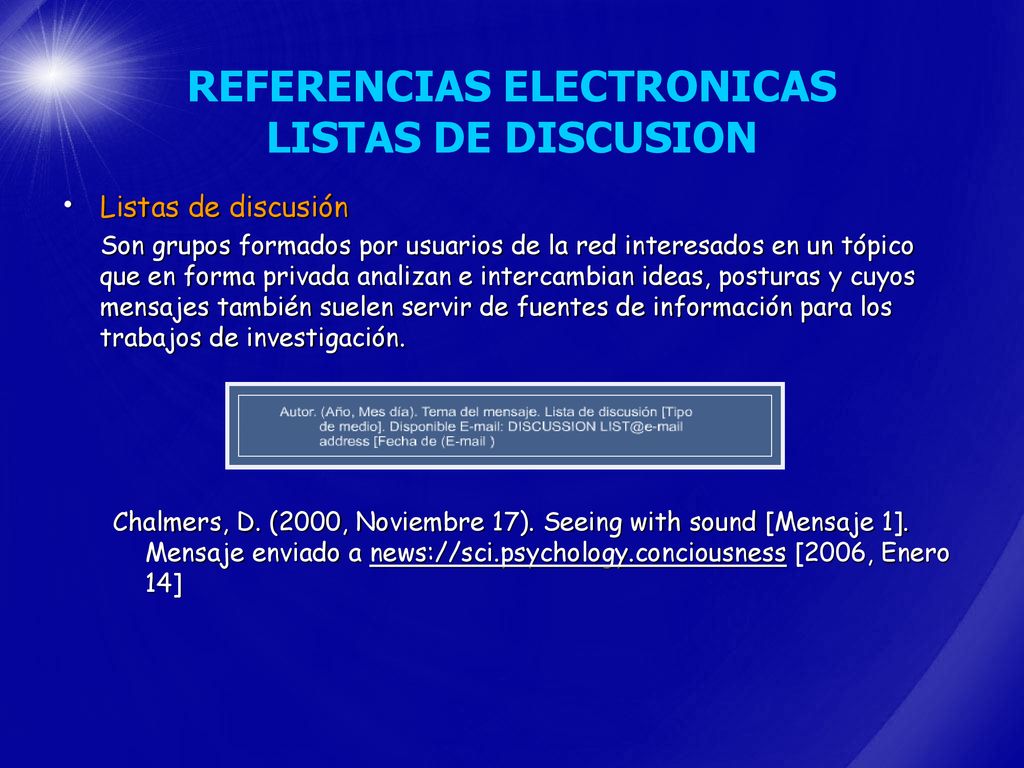 REFERENCIAS ELECTRONICAS LISTAS DE DISCUSION