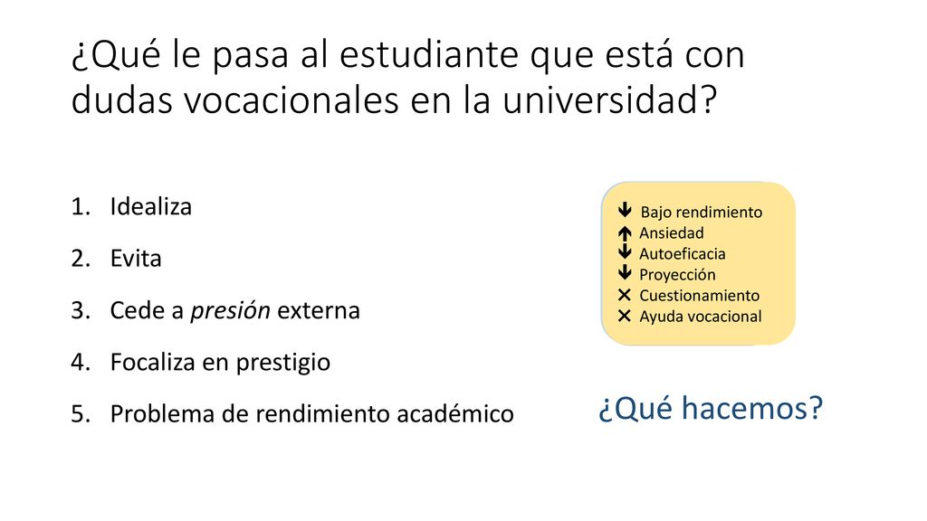 ¿Qué le pasa al estudiante que está con dudas vocacionales en la universidad