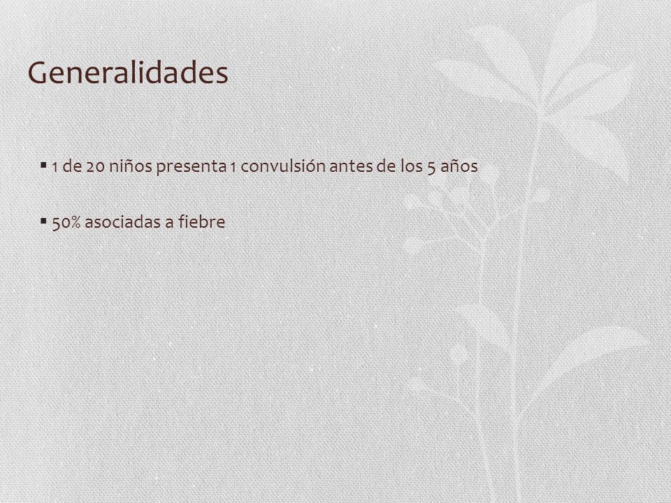 Generalidades 1 de 20 niños presenta 1 convulsión antes de los 5 años