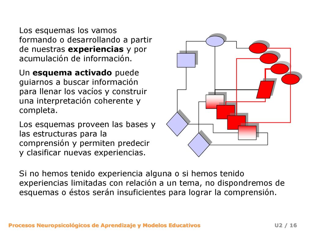 Los esquemas los vamos formando o desarrollando a partir de nuestras experiencias y por acumulación de información.