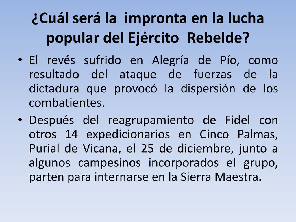 ¿Cuál será la impronta en la lucha popular del Ejército Rebelde