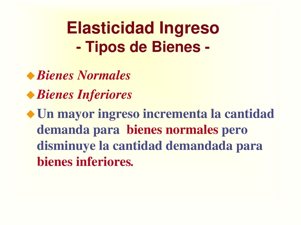 Elasticidad Ingreso - Tipos de Bienes -