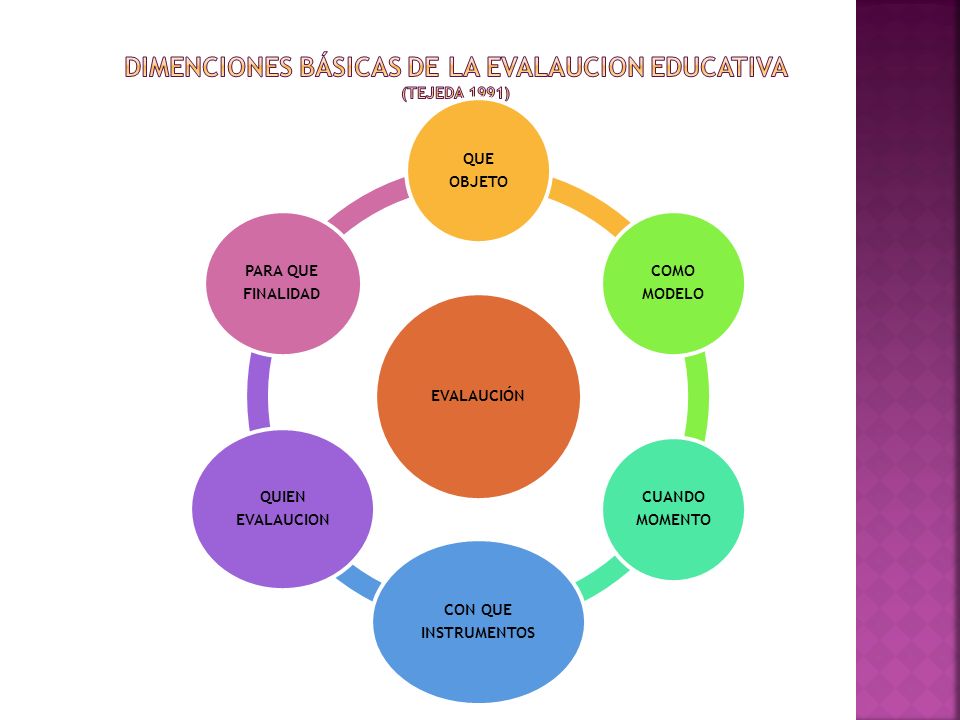 DIMENCIONES BÁSICAS DE LA EVALAUCION EDUCATIVA (TEJEDA 1991)