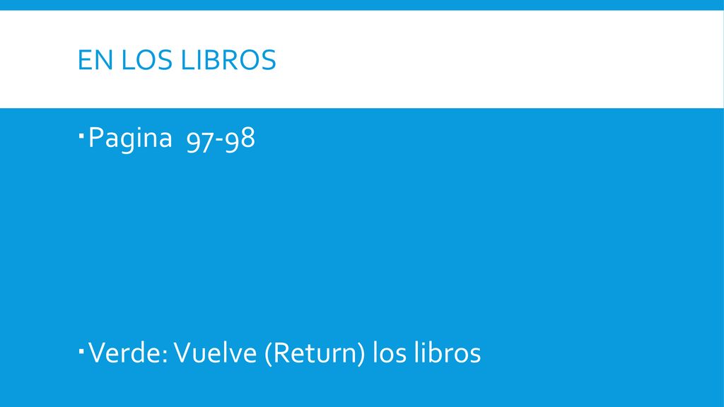 En los libros Pagina Verde: Vuelve (Return) los libros