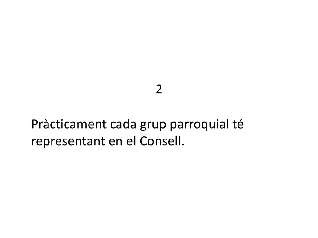 2 Pràcticament cada grup parroquial té representant en el Consell.