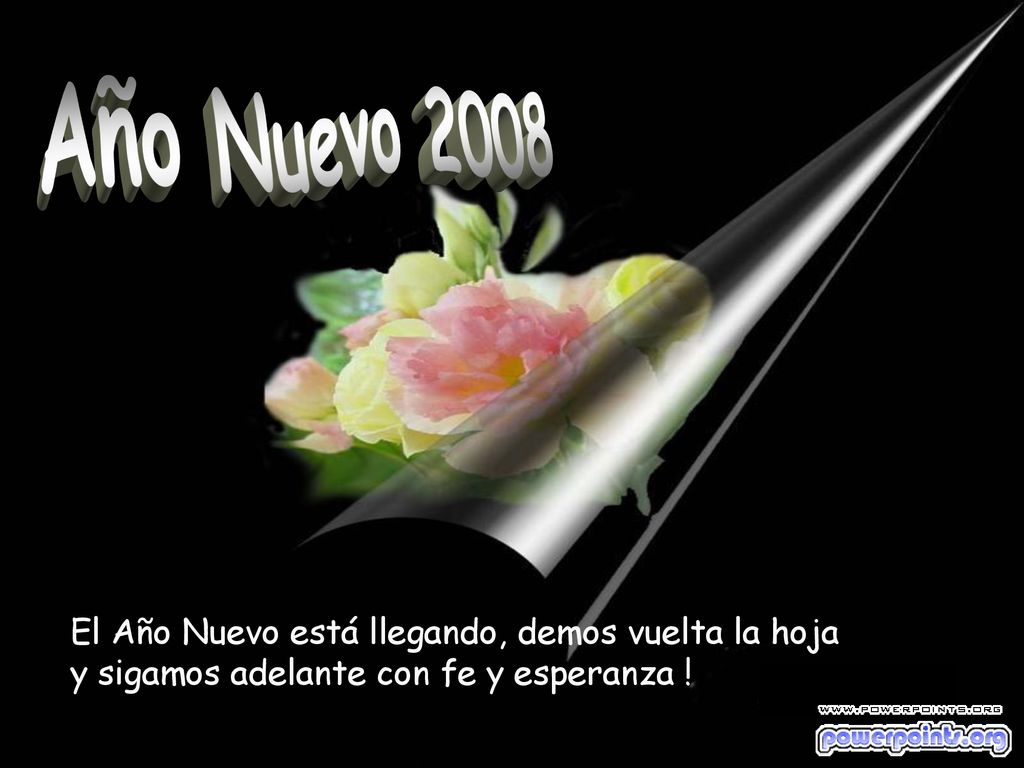 Año Nuevo 2008 El Año Nuevo está llegando, demos vuelta la hoja y sigamos adelante con fe y esperanza !