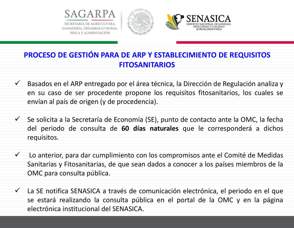 PROCESO DE GESTIÓN PARA DE ARP Y ESTABLECIMIENTO DE REQUISITOS FITOSANITARIOS