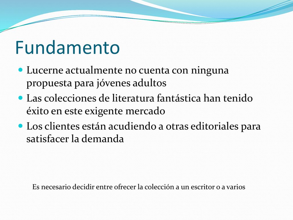 Fundamento Lucerne actualmente no cuenta con ninguna propuesta para jóvenes adultos.