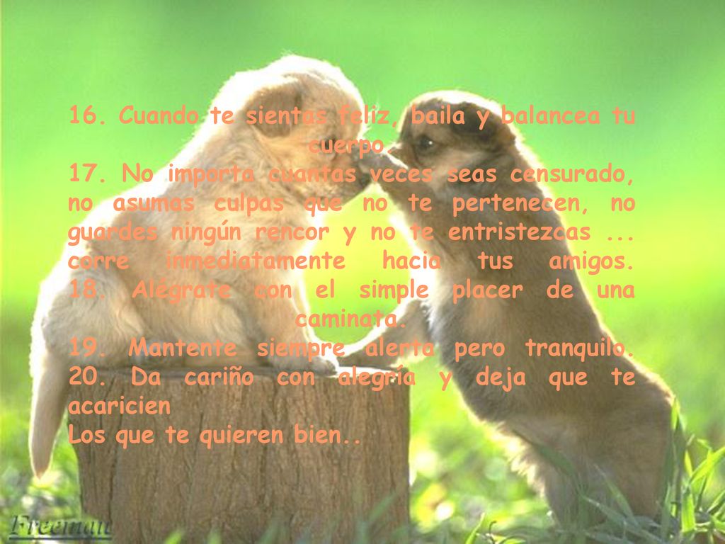16. Cuando te sientas feliz, baila y balancea tu cuerpo. 17
