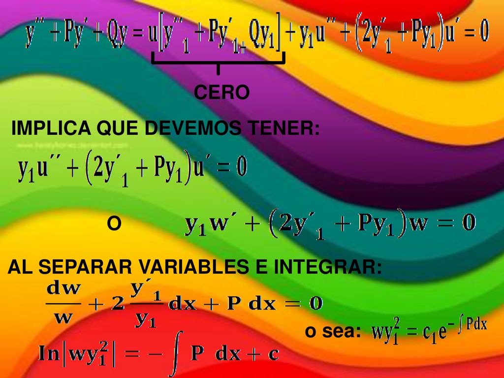CERO IMPLICA QUE DEVEMOS TENER: O AL SEPARAR VARIABLES E INTEGRAR: o sea: