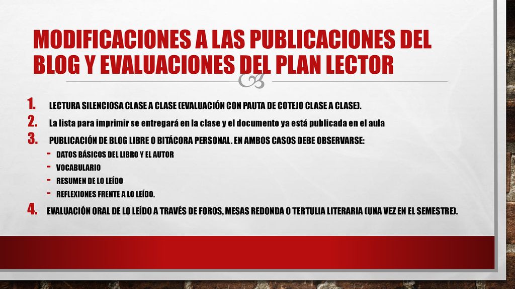 Modificaciones a las publicaciones del blog y evaluaciones del plan lector