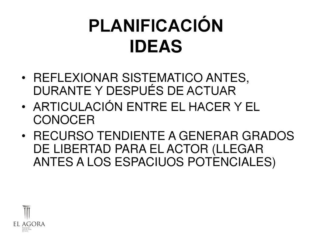PLANIFICACIÓN IDEAS REFLEXIONAR SISTEMATICO ANTES, DURANTE Y DESPUÉS DE ACTUAR. ARTICULACIÓN ENTRE EL HACER Y EL CONOCER.