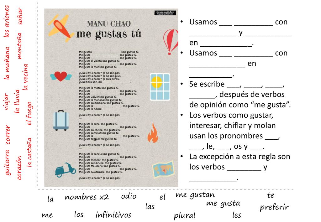 Usamos ___ _________ con ___________ y ___________ en ____________.