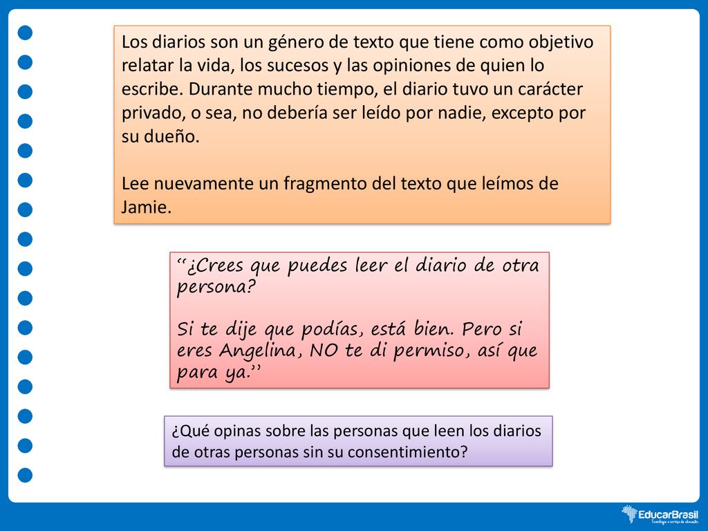 Lee nuevamente un fragmento del texto que leímos de Jamie.