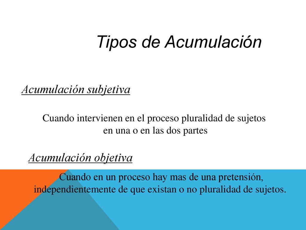Tipos de Acumulación Acumulación subjetiva Acumulación objetiva