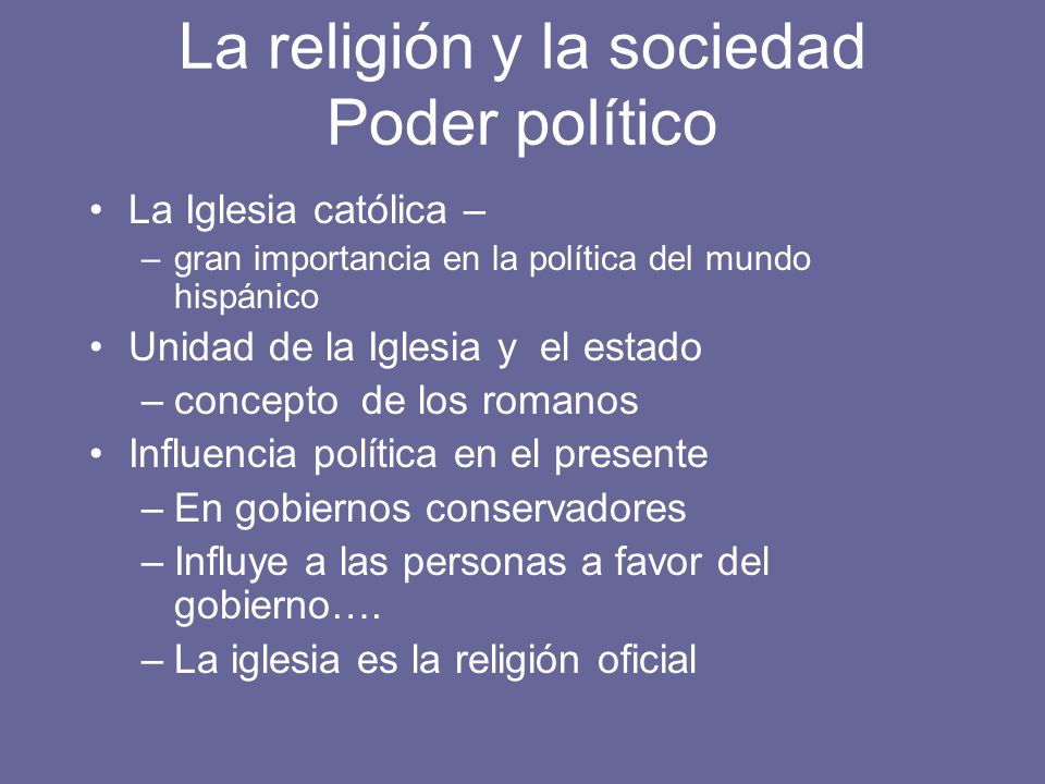 La religión y la sociedad Poder político