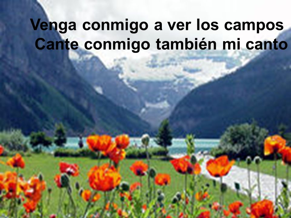 Venga conmigo a ver los campos Cante conmigo también mi canto