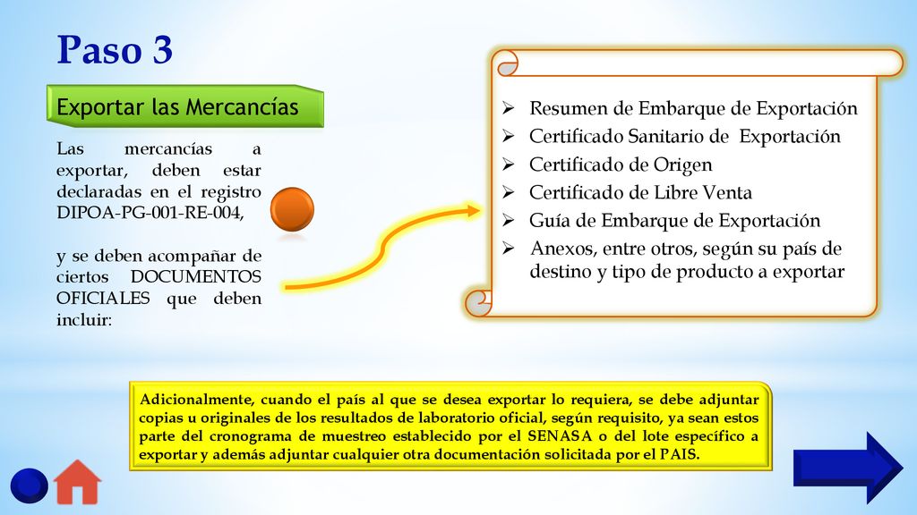 Paso 3 Exportar las Mercancías Resumen de Embarque de Exportación