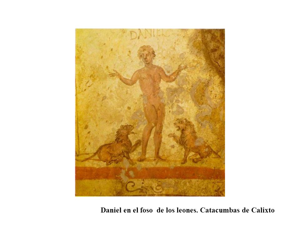 Daniel en el foso de los leones. Catacumbas de Calixto