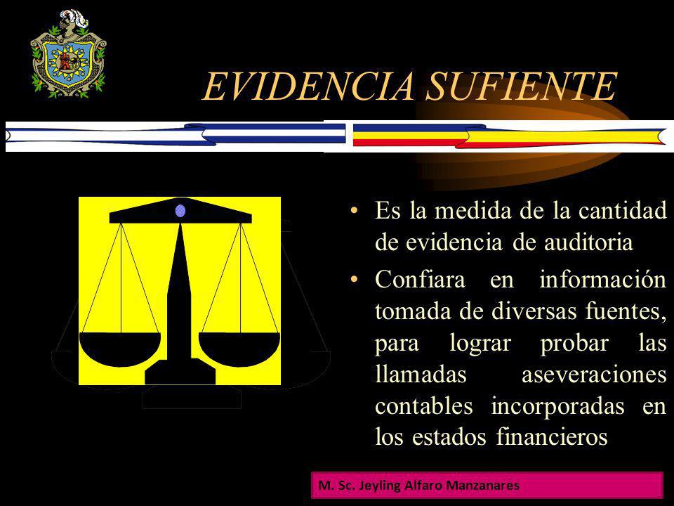 EVIDENCIA SUFIENTE Es la medida de la cantidad de evidencia de auditoria.