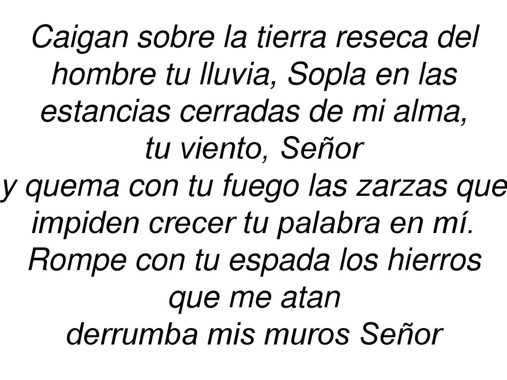y quema con tu fuego las zarzas que impiden crecer tu palabra en mí.