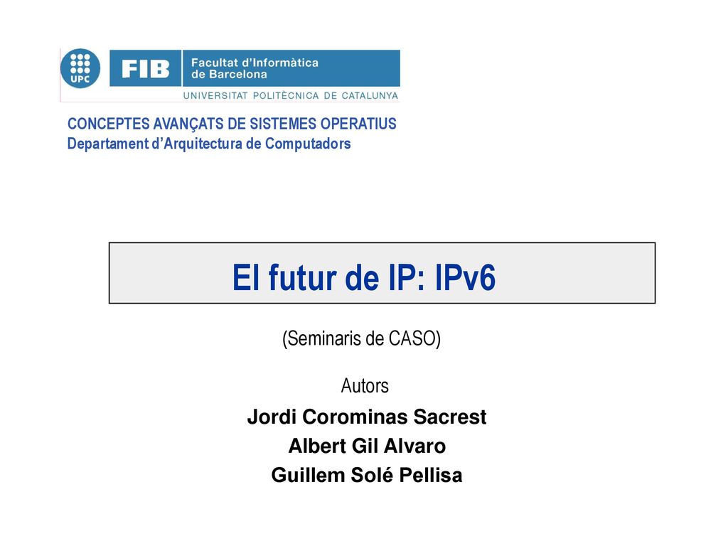 Jordi Corominas Sacrest Albert Gil Alvaro Guillem Solé Pellisa