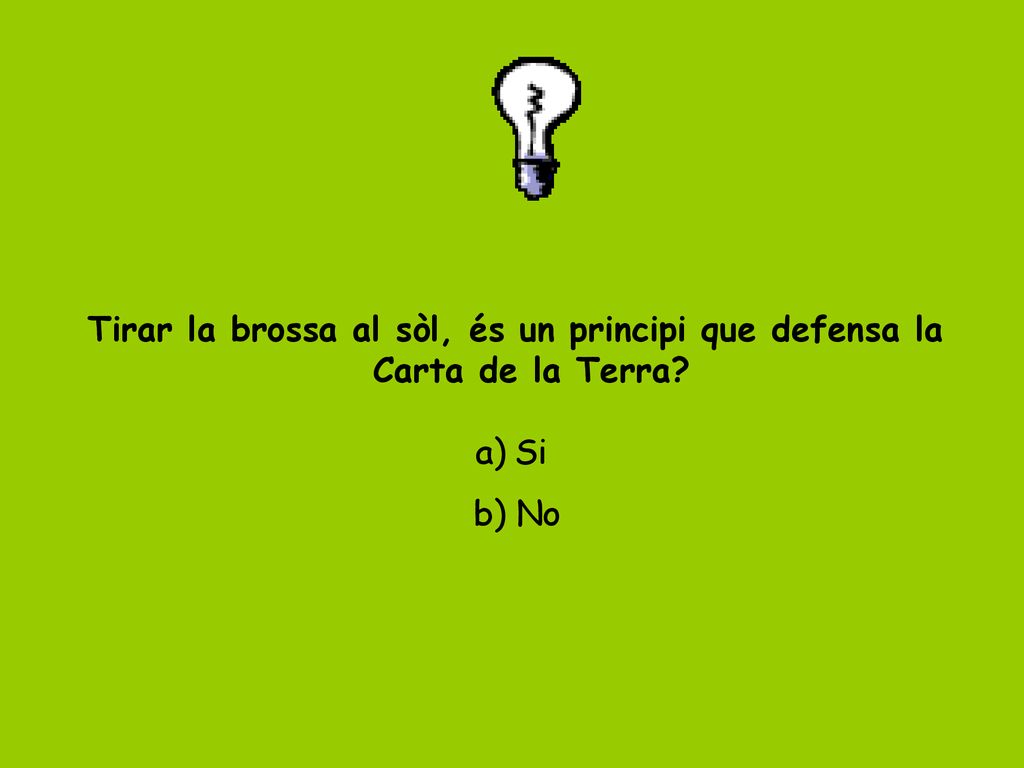 Tirar la brossa al sòl, és un principi que defensa la Carta de la Terra