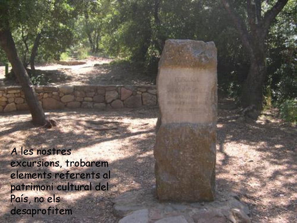 A les nostres excursions, trobarem elements referents al patrimoni cultural del País, no els desaprofitem