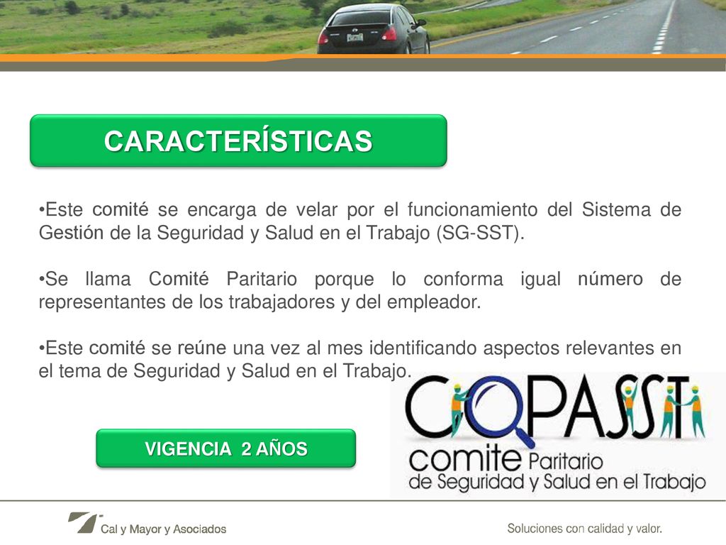 CARACTERÍSTICAS Este comité se encarga de velar por el funcionamiento del Sistema de Gestión de la Seguridad y Salud en el Trabajo (SG-SST).