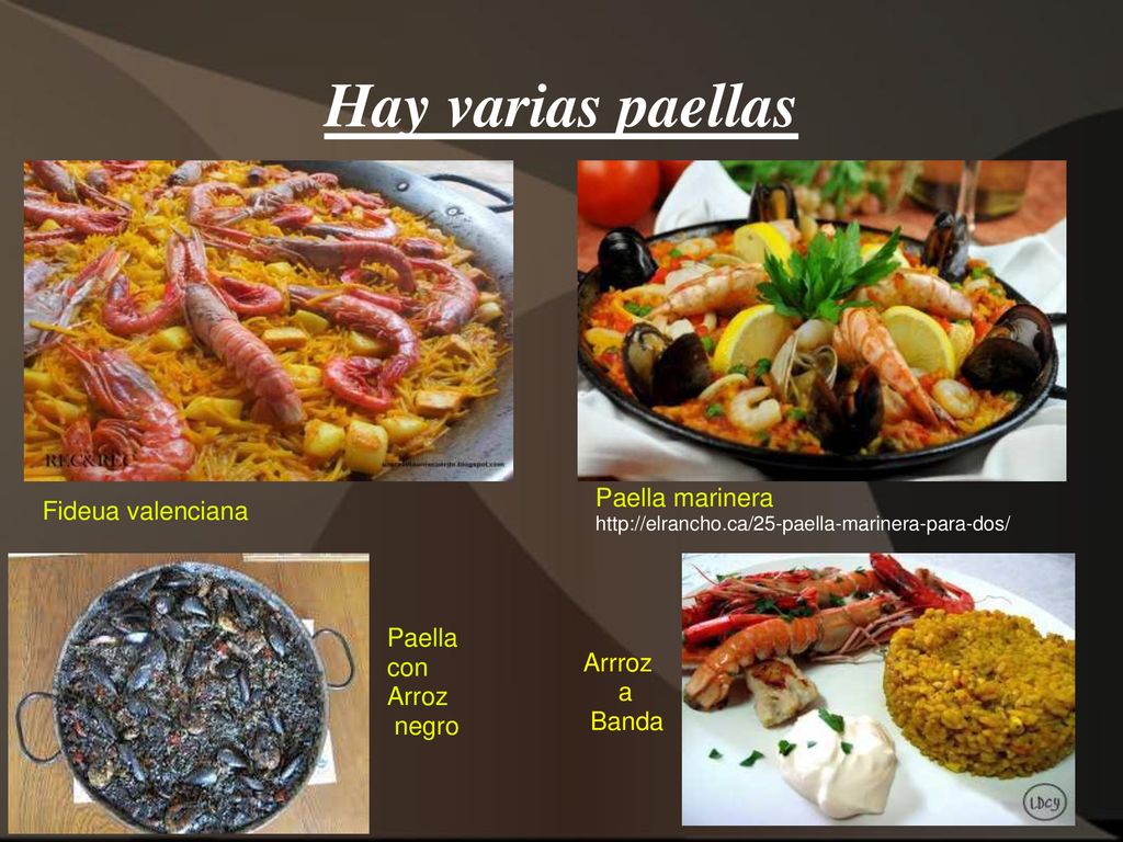 Hay varias paellas Paella marinera Fideua valenciana Paella con Arrroz