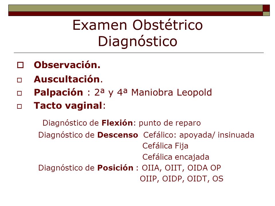 Examen Obstétrico Diagnóstico