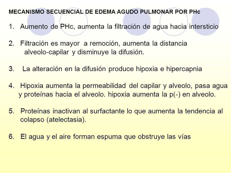 Aumento de PHc, aumenta la filtración de agua hacia intersticio