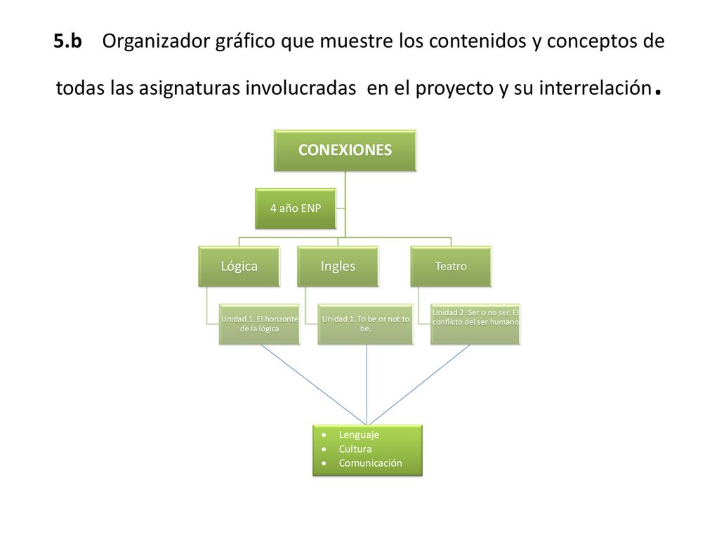 5.b Organizador gráfico que muestre los contenidos y conceptos de todas las asignaturas involucradas en el proyecto y su interrelación.