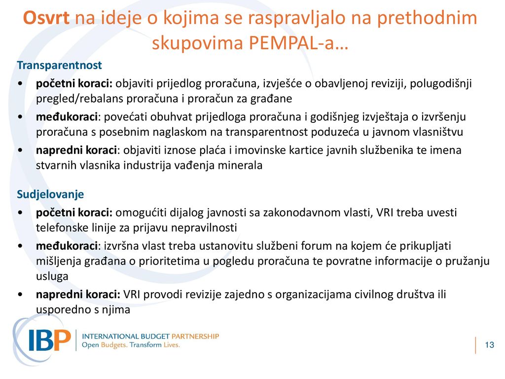 Osvrt na ideje o kojima se raspravljalo na prethodnim skupovima PEMPAL-a…