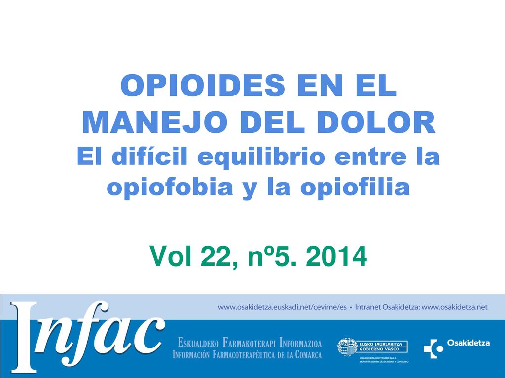 OPIOIDES EN EL MANEJO DEL DOLOR El difícil equilibrio entre la opiofobia y la opiofilia Vol 22, nº5.