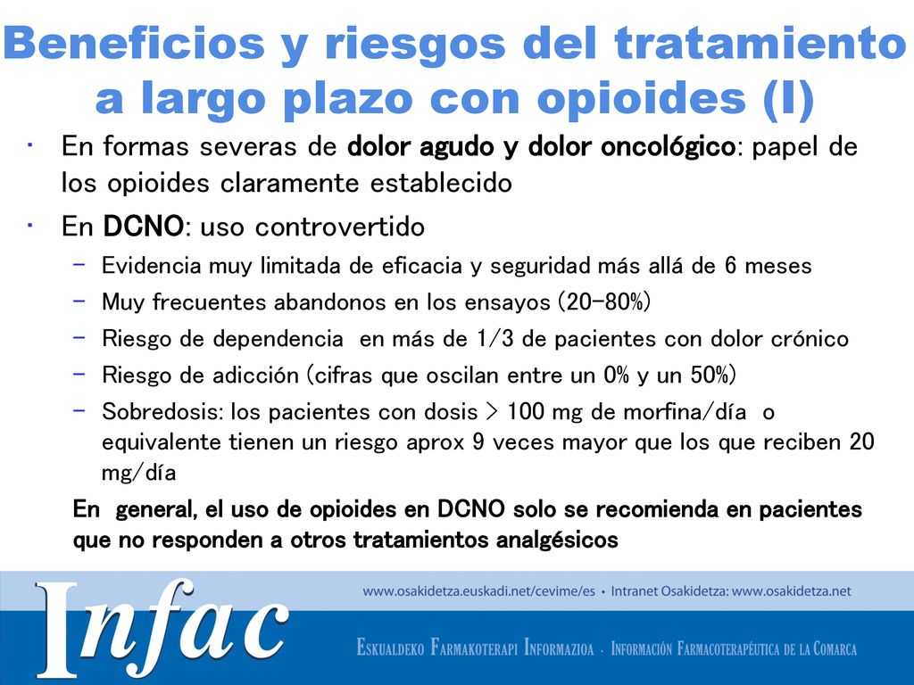 Beneficios y riesgos del tratamiento a largo plazo con opioides (I)
