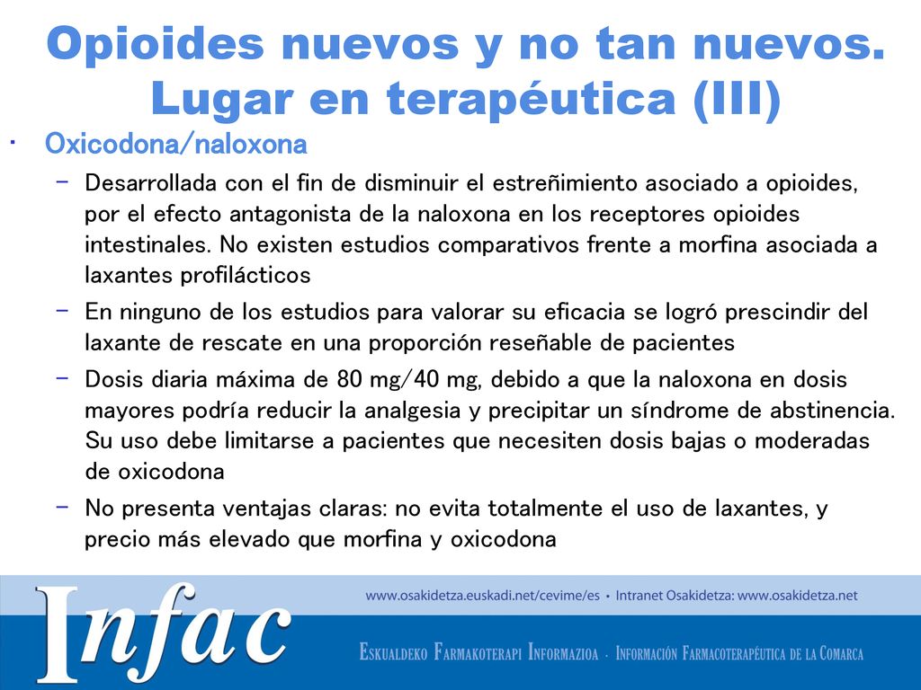 Opioides nuevos y no tan nuevos. Lugar en terapéutica (III)