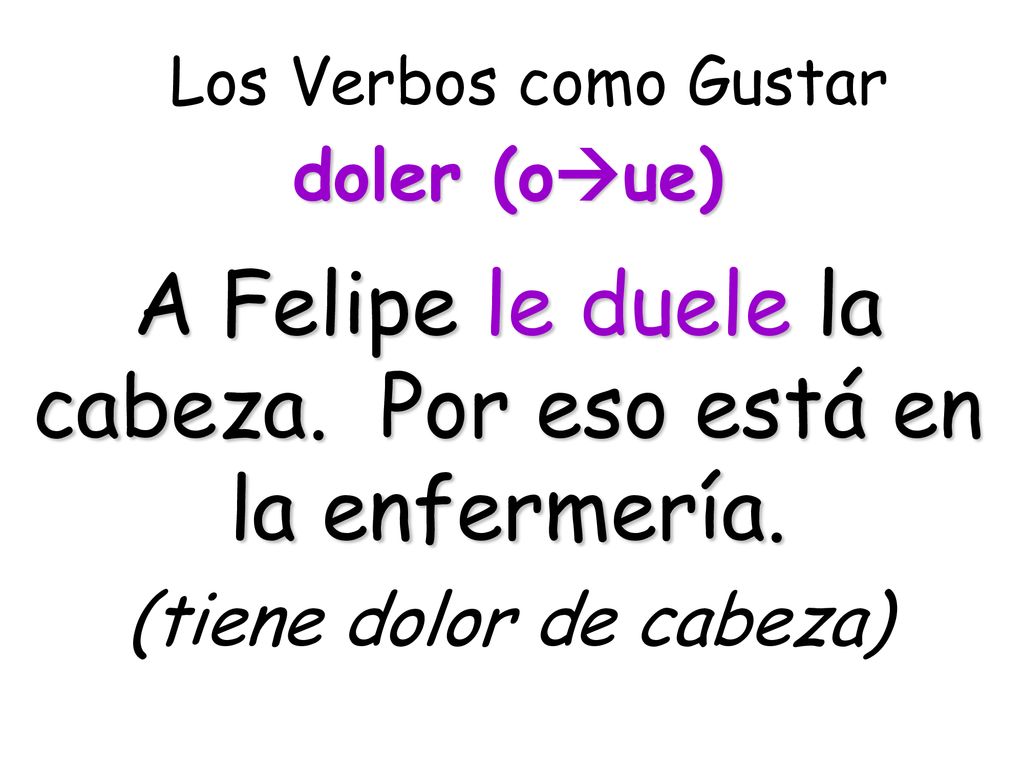 A Felipe le duele la cabeza. Por eso está en la enfermería.