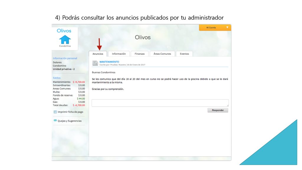 4) Podrás consultar los anuncios publicados por tu administrador