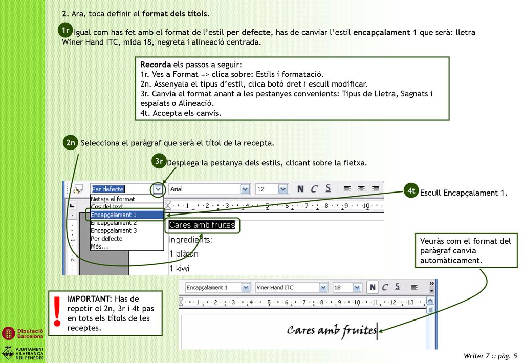 ! 2. Ara, toca definir el format dels títols.