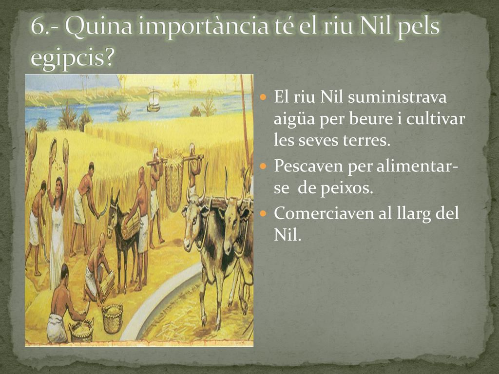 6.- Quina importància té el riu Nil pels egipcis